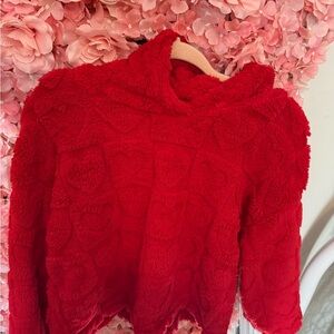 Cozy Red Textured Sweater